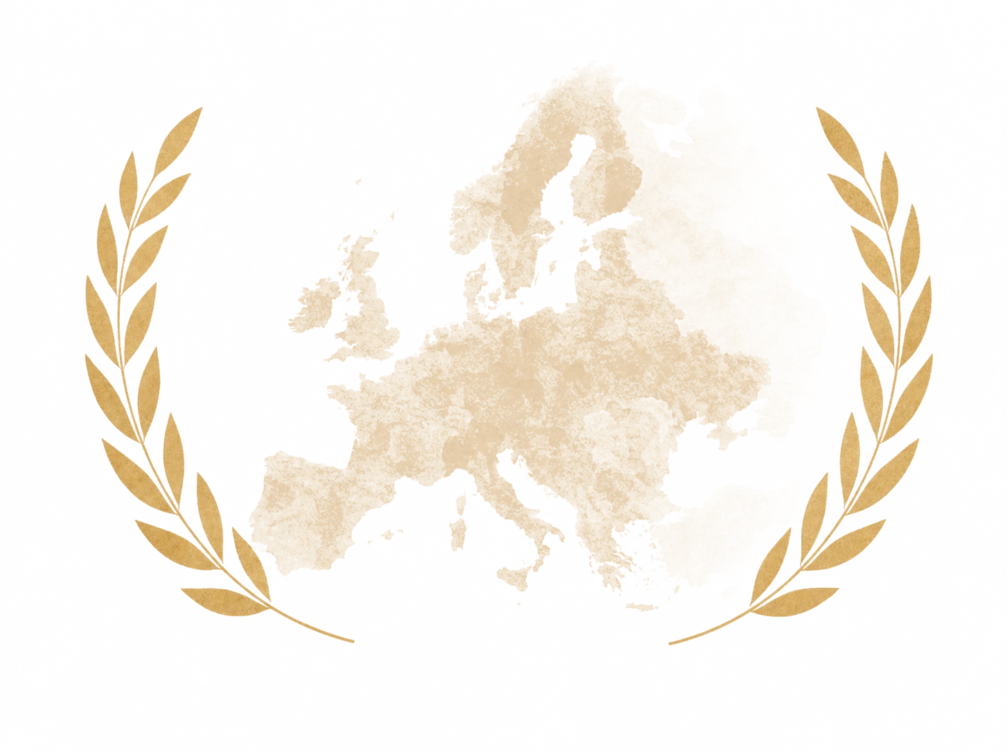 Goldene Lorbeerzweige um eine Europakarte
